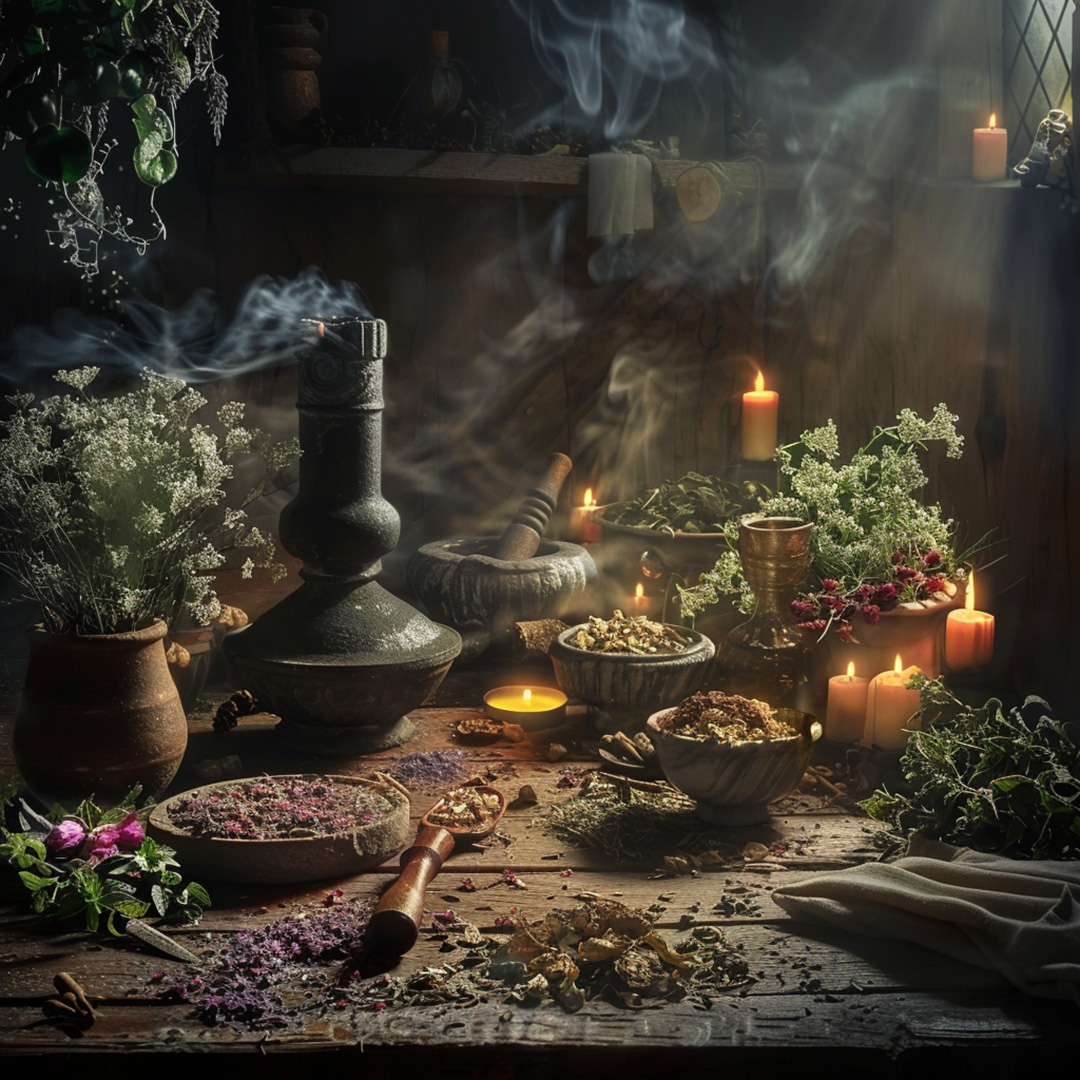 herbs on table